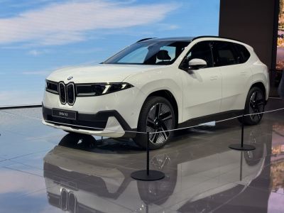 electric SUV with kidney grille and aerodynamic wheels