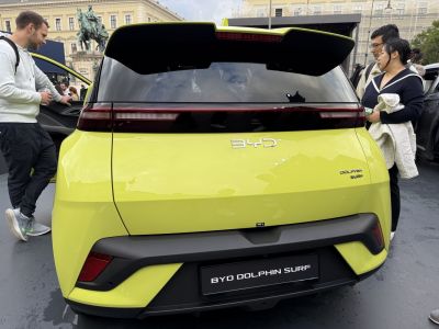 Rear view with LED tail light bar and distinct bumper