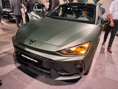 Front view of car with LED headlights and aggressive grille