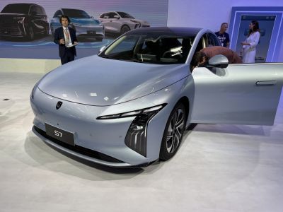 Sleek front design with unique headlights and aerodynamic shape