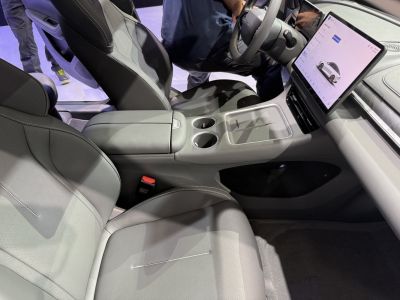 Modern car interior with digital touchscreen and center console