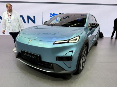 Sleek front with modern LED headlights on a streamlined SUV body