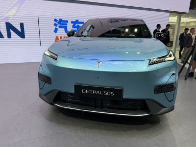 Sleek front with sharp LED headlights and smooth aerodynamic shape