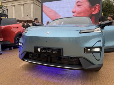 Front view with LED headlights and ambient underglow lighting