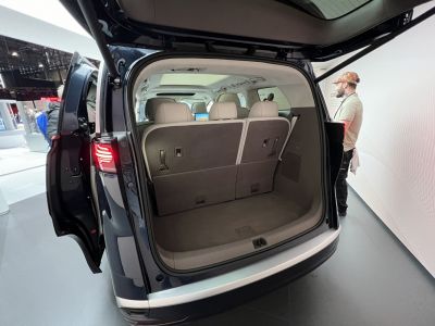 Spacious rear cargo area with three-row seating layout