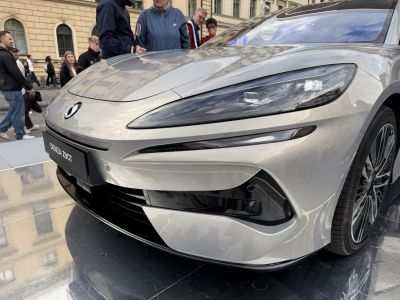 Sleek front fascia and modern headlights with grille details