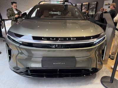 Front view with LED headlights and sleek grille