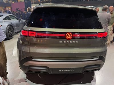 Rear view of SUV with LED taillights and illuminated logo