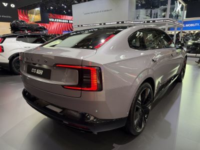 Rear view of a sedan highlighting vertical LED taillights and sleek design.