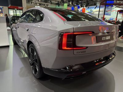 Rear view of sleek sedan with distinctive LED taillights and modern rear design