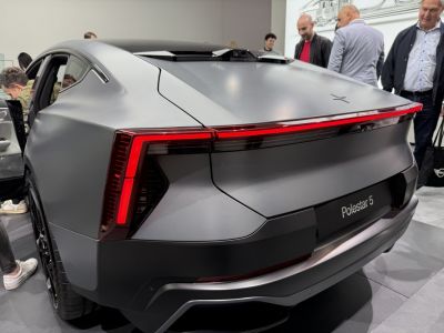 Sleek rear end with futuristic LED tail lights and aerodynamic roofline