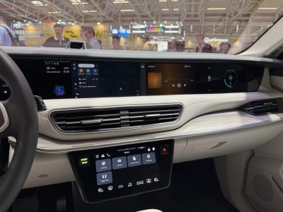 Dual touchscreen dashboard with digital instrument cluster interior