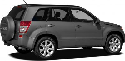 Rear side view of SUV with spare tire cover and alloy wheels