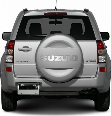 Rear view of SUV with spare wheel mounted on back door