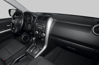 Interior view of car dashboard and center console with gearshift