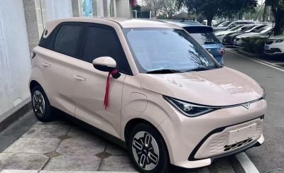 Compact hatchback with sharp LED headlights and smooth body lines