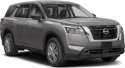 SUV front grille and LED headlights with side mirrors and wheel details