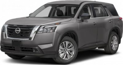 Front-side view of modern SUV with distinct grille and headlight design