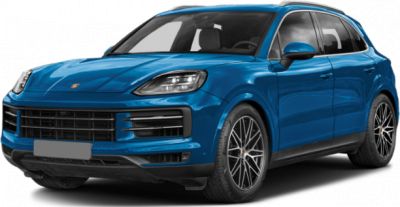Sleek blue luxury SUV with LED headlights and aerodynamic styling