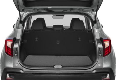 Open rear cargo space with tailgate of a modern SUV