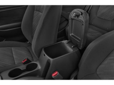 Center console storage compartment and cup holders inside car interior