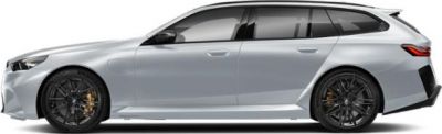 Silver 2025 M5 Touring side profile with sporty wheels