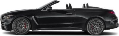 Black convertible sports coupe with aerodynamic body and black multi-spoke alloy wheels