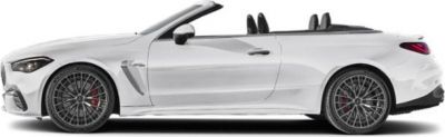 Side profile of a convertible with alloy wheels and open roof