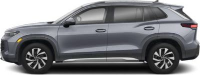 Side profile of a sleek mid-size SUV with aerodynamic design and modern styling.