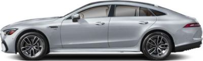 Silver four-door coupe with large sporty alloy wheels and sleek aerodynamic lines