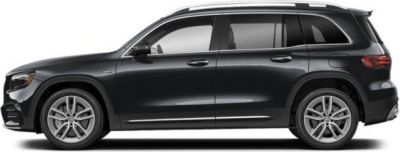 Side profile of a sleek black SUV with alloy wheels and modern design.