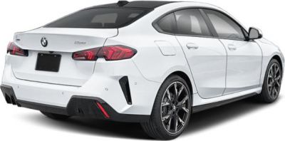 Rear and side view of a white sporty four-door coupe with aerodynamic design.