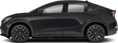 Side profile of a sleek electric hatchback with aerodynamic shape and modern wheels.