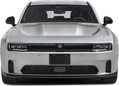 Front view with LED headlights and hood design