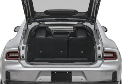 Open hatchback trunk view with folded rear seats