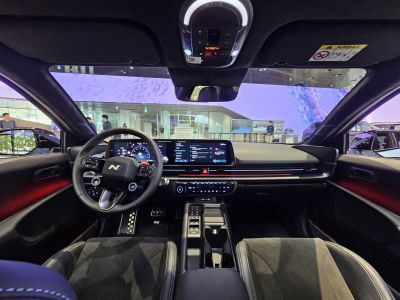 Modern digital dashboard and steering wheel interior design