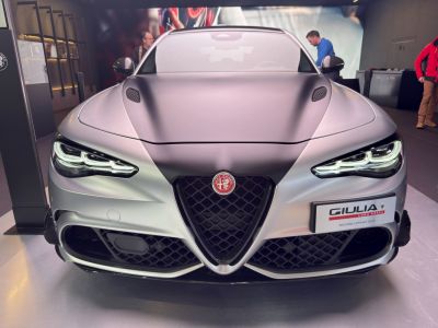 Front view with triangular grille and LED headlights
