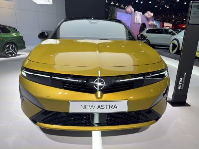 Front view with LED headlights and bold grille