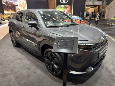 Sleek SUV front with LED headlights and black alloy wheels