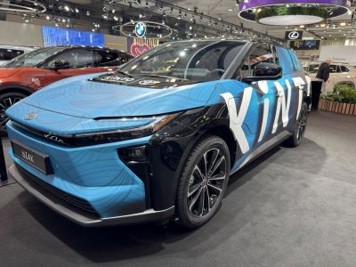 Front and side view of electric SUV with modern design