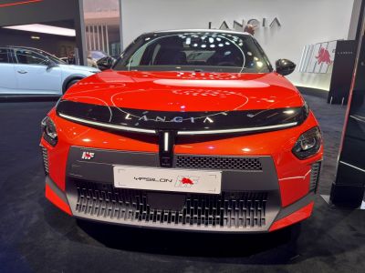 Front grille and headlights of a modern compact car