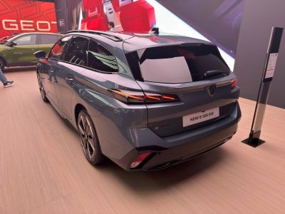 Rear view of a sleek station wagon with modern LED tail lights