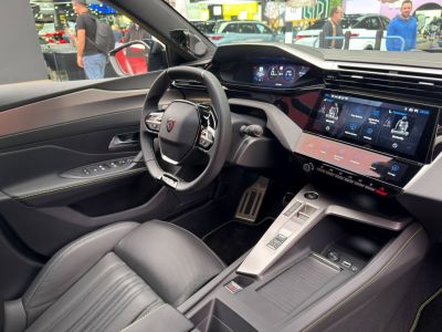 Modern crossover interior with digital dashboard and touchscreen control panel