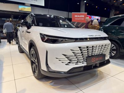Modern SUV front grille and sleek headlights