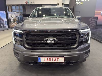 Bold front grille and modern LED headlights of a pickup truck