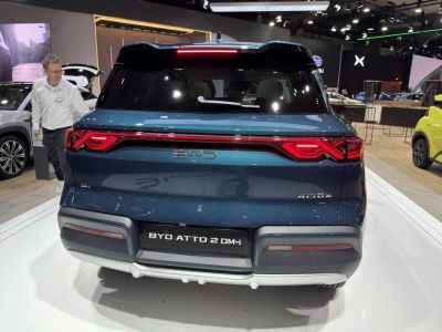 Rear view with LED tail lights of a modern SUV.