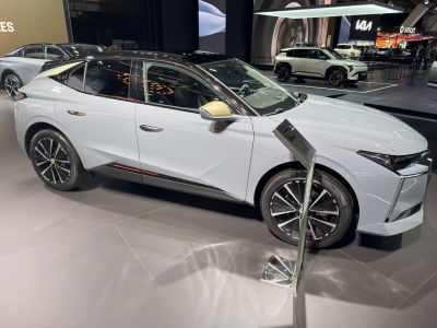 Sleek side profile and sharp design lines of modern electric SUV