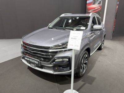 Front grille and LED headlights on modern compact SUV