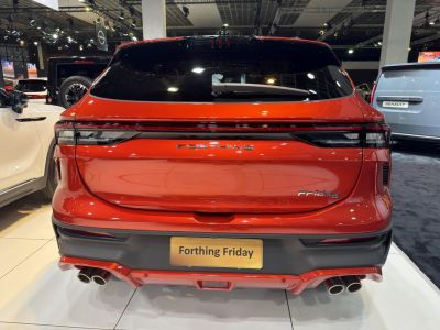 Rear view with LED taillights and dual exhaust pipes