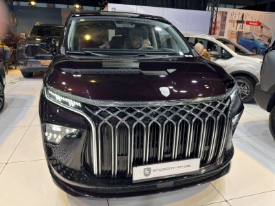 Front grille and LED headlights of a modern SUV